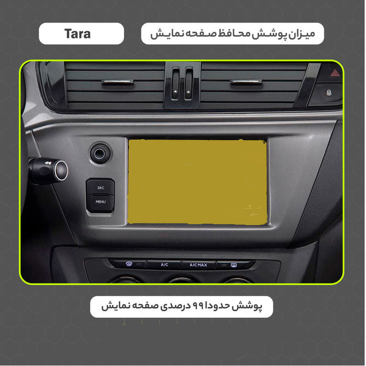 محافظ و گلس صفحه نمایش خودرو وارون مدل P-763-YLW مناسب برای تارا