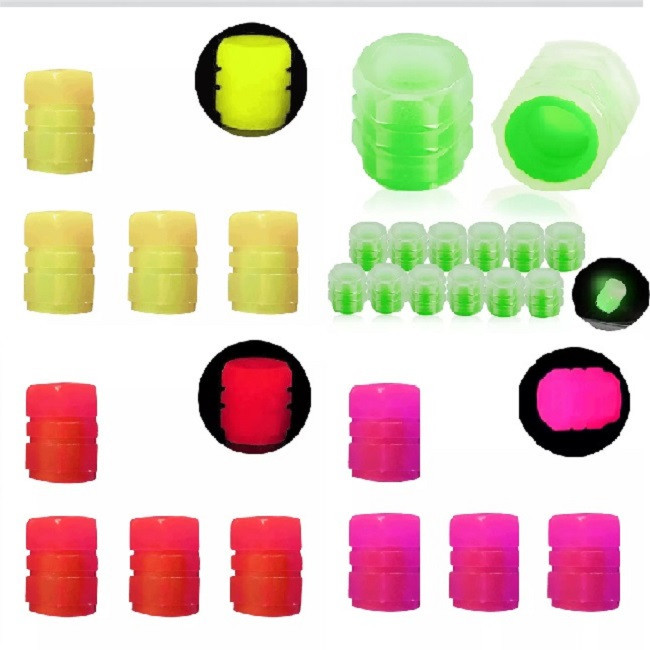 سر والف لاستیک خودرو چیکال مدل شبرنگی کد P-1107-YLW بسته 4 عددی