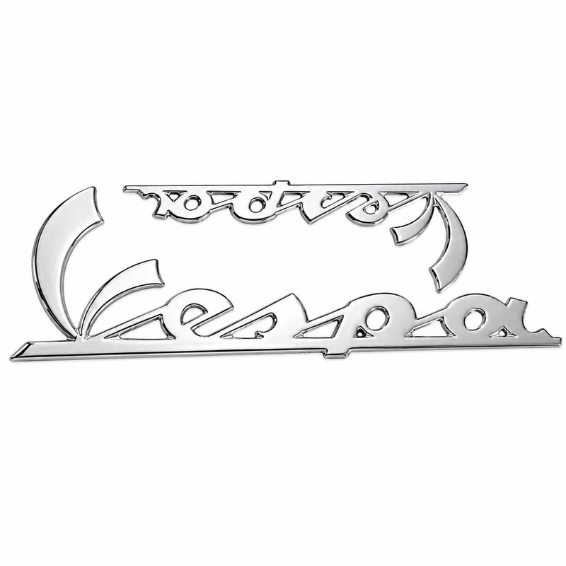 آرم روی فلاپ جلو و بدنه موتور سیکلت وارون مدل آبکاری طرح VESPA کد A-183 مناسب برای وسپا بسته 2 عددی